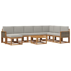 vidaXL Ensemble de canapés d'extérieur 9 pc Naturel et gris clair