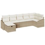 vidaXL Ensemble de canapé de jardin 7 Pièces Beige Poly rotin
