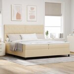 vidaXL Lit à ressorts avec matelas Crème 200 x 200 cm tissu