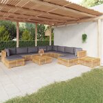 vidaXL Salon de jardin 12 Pièces avec coussins Bois de teck solide