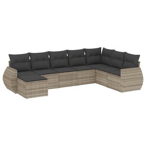 vidaXL Salon de jardin 8 Pièces avec coussins gris clair résine tressée