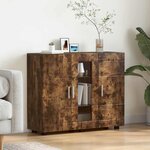 vidaXL Buffet Chêne fumé 55.5 x 29 x 100 cm Bois d'ingénierie