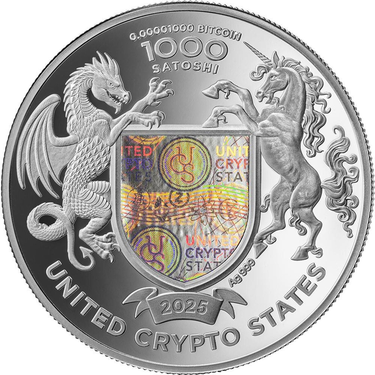 Pièce de monnaie en Argent 1000 Satoshi g 31.1 (1 oz) Millésime 2024 United  Crypto States AMERICAN BUFFALO - La Poste