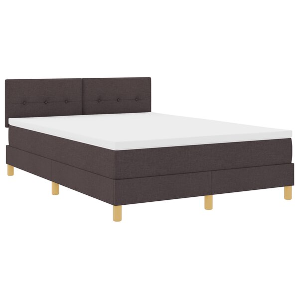 vidaXL Lit Box Spring avec Matelas & LED Marron Foncé 160x200 cm Tissu
