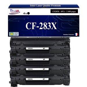 T3AZUR -4x Toners compatibles avec HP CF283X (83X) pour HP LaserJet Pro M201dw  M201n  M225dn  M225dw