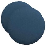 vidaXL Coussins de siège 2 Pièces Bleu Ø50 x 19 cm tissu