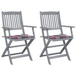 vidaXL Chaises pliables d'extérieur lot de 2 et coussins Bois d'acacia