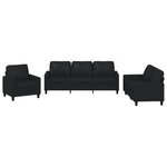 vidaXL Ensemble de canapés 3 Pièces avec coussins Noir Similicuir