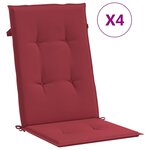 vidaXL Coussins de chaise de jardin à dossier haut lot de 4 bordeaux