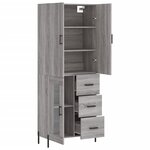vidaXL Buffet haut Sonoma gris 69 5x34x180 cm Bois d'ingénierie