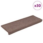 vidaXL Tapis d'escalier 30 pièces 65 x 21 x 4 cm Marron Bord rectangulaire