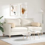 vidaXL Coussins d'accent 2 Pièces Crème Ø 25 x 70 cm Tissu en microfibre