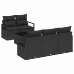 vidaXL Ensemble de canapé de jardin avec coussin 6 Pièces Noir