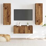 vidaXL Meubles TV muraux 3 Pièces vieux bois bois d'ingénierie