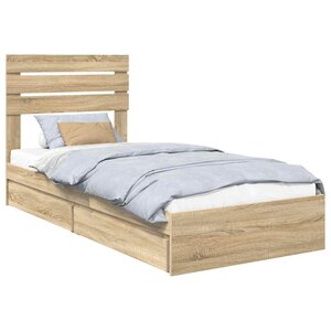 vidaXL Lit de Rangement Chêne Sonoma 100 x 200 cm Bois d'ingénierie