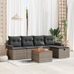 vidaXL Ensemble de canapé de jardin 6 pièces avec coussins gris en poly rotin