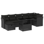 vidaXL Salon de jardin 8 Pièces avec coussins noir résine tressée