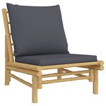 vidaXL Salon de jardin 3 Pièces avec coussins gris foncé bambou