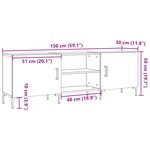 vidaXL Meuble TV vieux bois 150x30x50 cm bois d'ingénierie