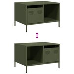 vidaXL Table basse vert olive 68 5x50x43 5 cm acier laminé à froid
