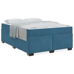 vidaXL Cadre de lit avec matelas Bleu foncé 160 x 200 cm Velours