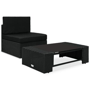 vidaXL Salon de jardin 2 Pièces Résine tressée Noir