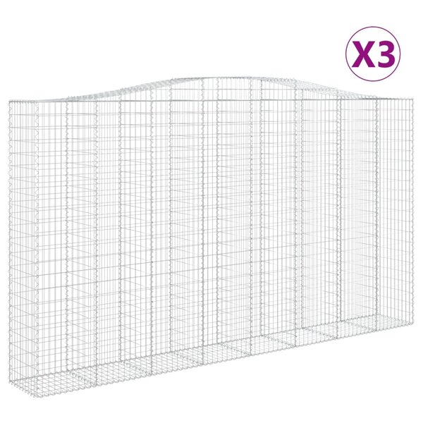 vidaXL Paniers à gabions arqués 3 Pièces 400x50x220/240 cm Fer galvanisé