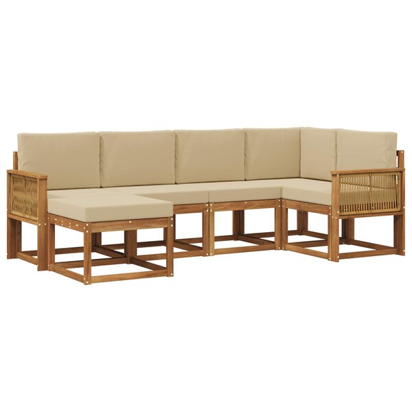 vidaXL Ensemble de canapés d'extérieur 6 Pièces Naturel et Beige