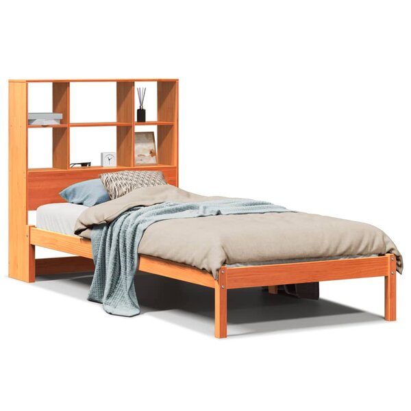 vidaXL Lit bibliothèque sans matelas cire marron 100x200 cm pin massif