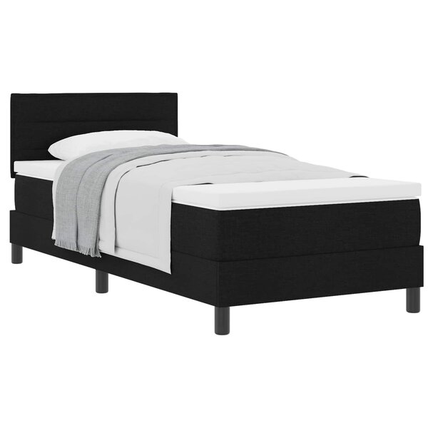 vidaXL Lit à ressorts avec tête de lit Noir 100 x 200 cm tissu