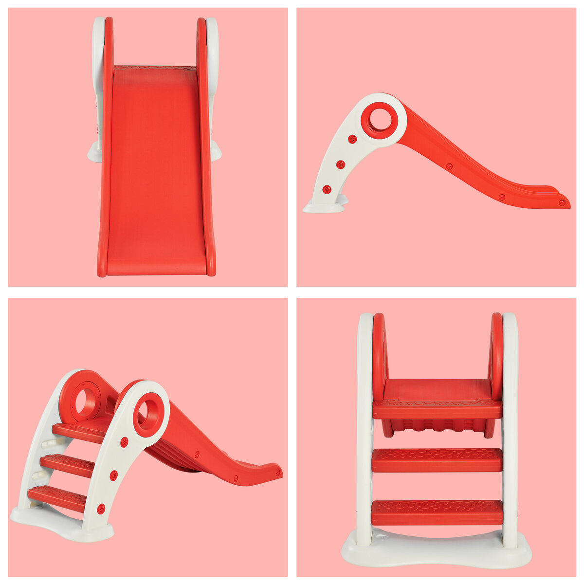HOMCOM Toboggan pour Enfants de 3 à 6 ans Pliable Portable Intérieur  Extérieur 120 x 50 x 56 cm Rouge 