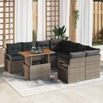 vidaXL Ensemble de salle à manger pour jardin 9 Pièces Gris  Marron