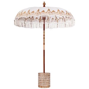 vidaXL Parasol balinais 260 Crème 180-190 cm Coton et bois massif