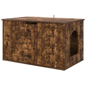 vidaXL Maison pour chat Chêne fumé 85 x 55 x 53 5 cm Bois d'ingénierie