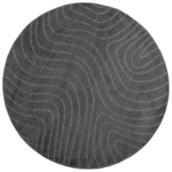 vidaXL Tapis de surface Rond HUARTE Anthracite Ø 160 CM Polyester
