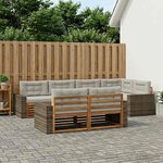 vidaXL Ensemble de canapés d'extérieur 7 Pièces Naturel et gris clair