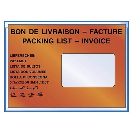 Pochette porte-documents adhésive raja eco bon de livraison + facture (10 langues) 225x165 mm (lot de 1000)