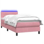 vidaXL Sommier à lattes de lit avec matelas et LED rose 100x220 cm velours