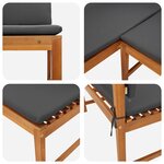 Banc d'angle de jardin vidaXL avec coussins 140x100x91 cm en bois massif d'acacia
