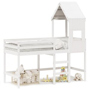 vidaXL Lit superposé avec échelle et toit sans matelas blanc 90x190 cm