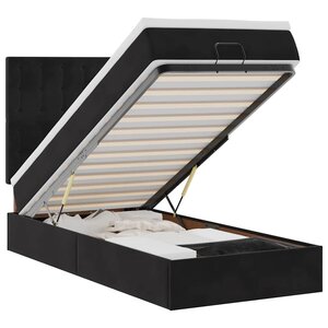 vidaXL Cadre de lit ottoman avec matelas noir 90x200 cm velours