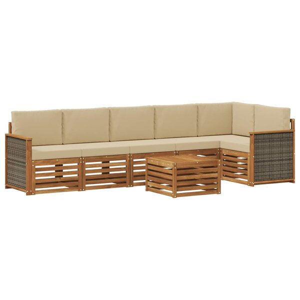 vidaXL Ensemble de canapé d'angle avec coussin 6 Pièces Naturel