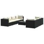 vidaXL Salon de jardin 8 Pièces avec coussins résine tressée noir
