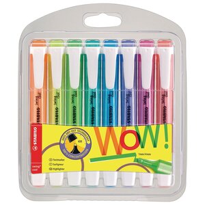 Surligneurs swing® cool couleurs fluorescentes assorties dans un étui en plastique pointe biseautée 1 + 4 mm 275/8-3 lot de 8 (paquet 8 unités)