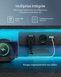 Bureau gaming avec lumières led et multiprise bureau informatique avec support d'écran table avec rangement 2 tiroirs 2 ports usb pour bureau noir boisé 12_0004638