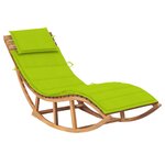 vidaXL Chaise longue à bascule avec coussin Bois de teck solide