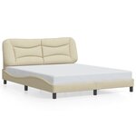 vidaXL Cadre de lit avec lumières LED crème 160 x 200 cm tissu