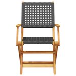 vidaXL Chaises de jardin pliantes lot de 4 noir poly rotin bois massif