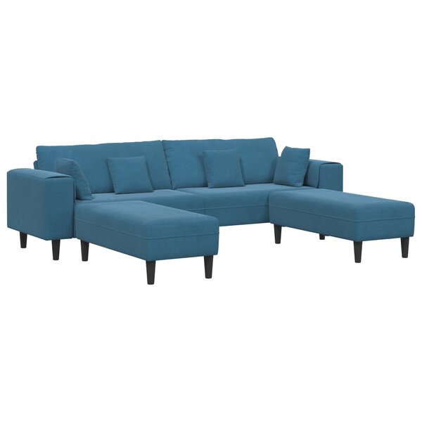 vidaXL Canapé 3 Pièces Bleu 250 x 188 x 76 cm Velours