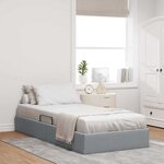 vidaXL Lit de Rangement avec stockage Gris clair 90 x 190 cm Tissu